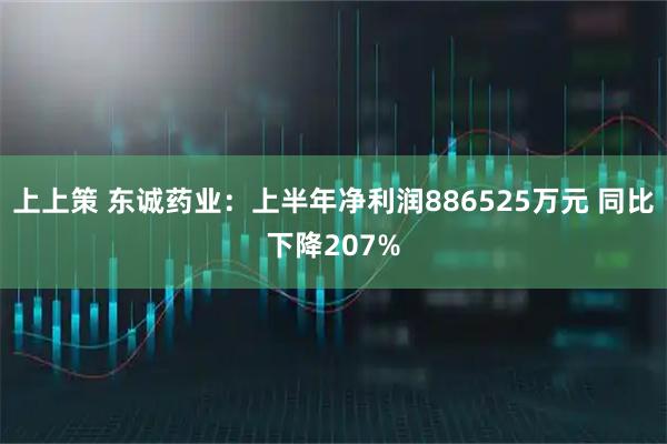 上上策 东诚药业：上半年净利润886525万元 同比下降207%